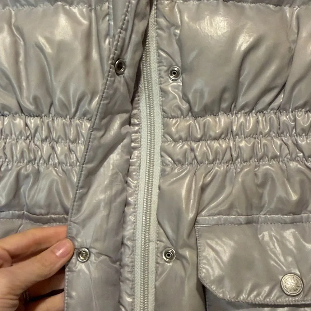 Hanna Andersson Girls Down Feather Filled Winter Jacket Coat Hood Grey Size 10